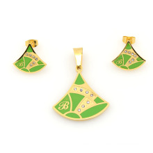 Custom green gold stainless steel sets jewelry, very cheap fashion design sets in alibaba